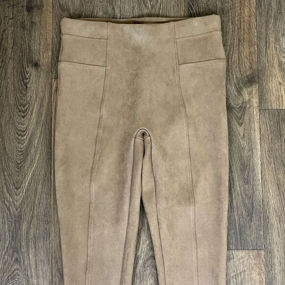 Spanx Women's Size L Camel High Waist Faux Suede Pull On Leggings Stretchy - Picture 12 of 17